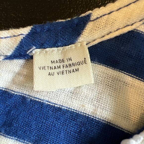 Anthropologie Stripe View Swing Tank Size XS White Lace Over Blue Stripes Beachy - Picture 8 of 12